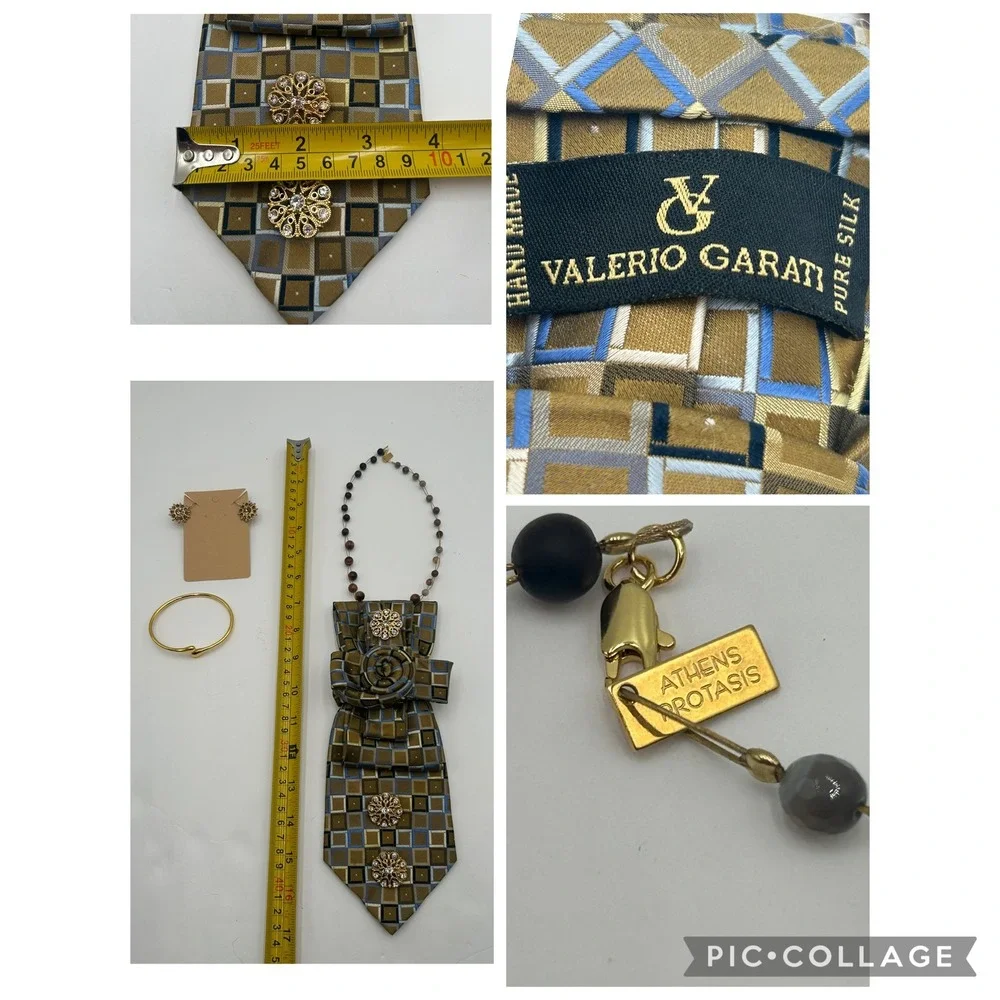 Athens Protasis Necklace with Valerio Garati Silk Tie Earring Bangle Jewelry Set
